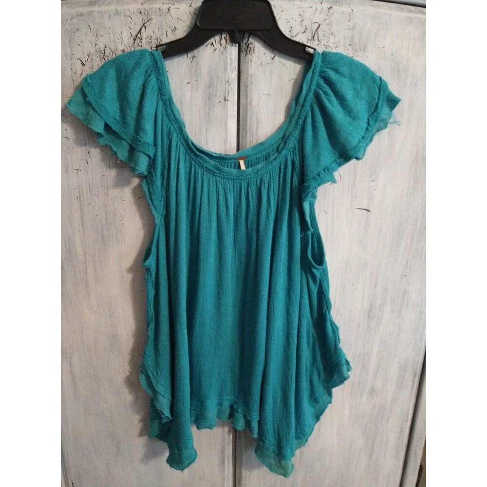 Free people top Blue Sm Boho Feminine Cottagecore Peasant